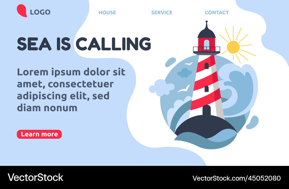 Marine adventures sea calling lighthouse web Marine adventures sea calling lighthouse web vector image