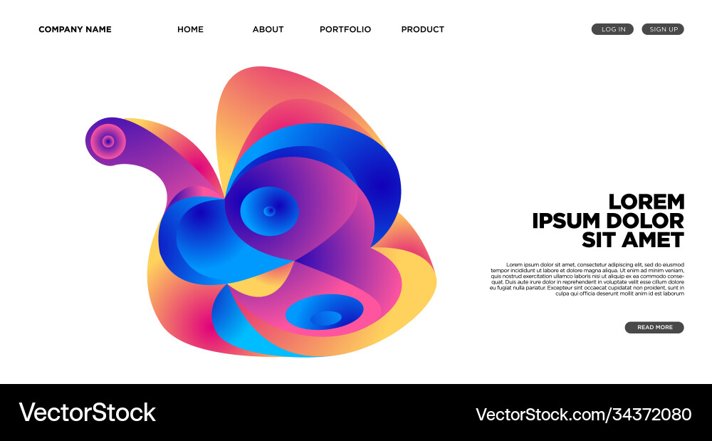 Modern colorful landing page abstract fluid Vector Image