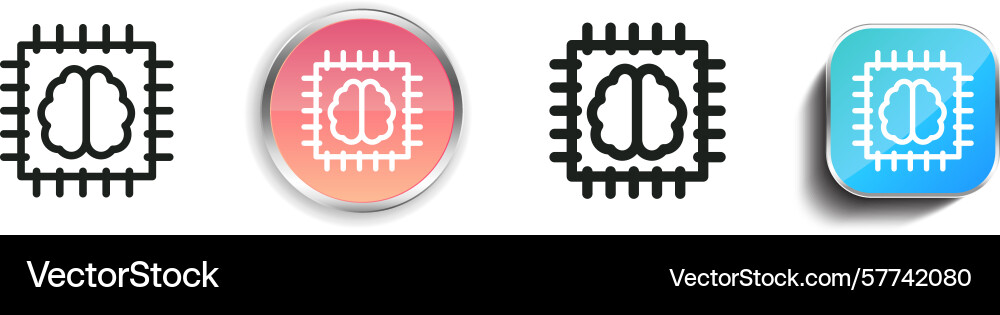 Prozessor-Symbol dünn linear regelmäßig und Taste Vektorbild
