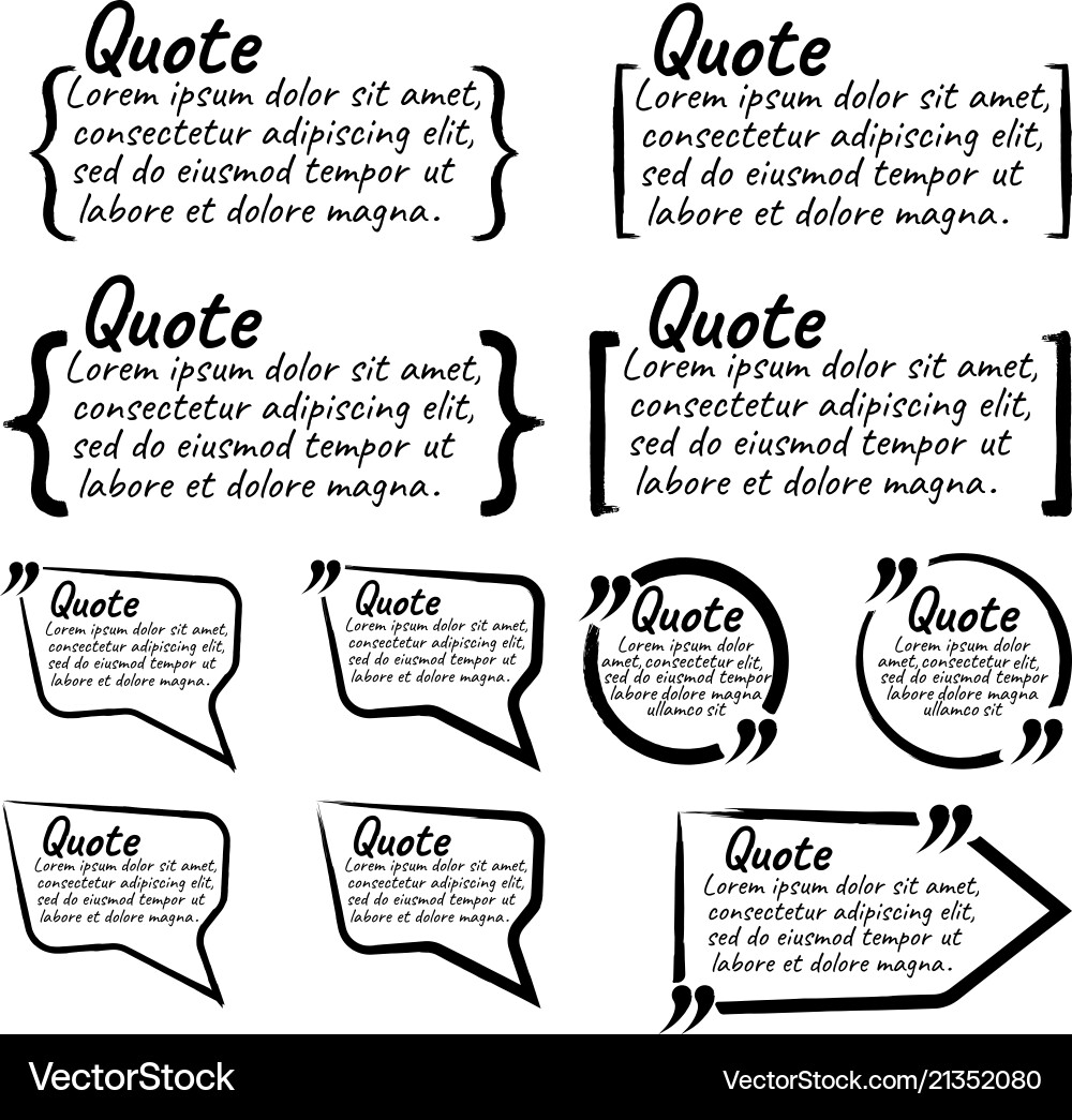 Set of quote blank with text icon and label Set of quote blank with text icon and label vector image