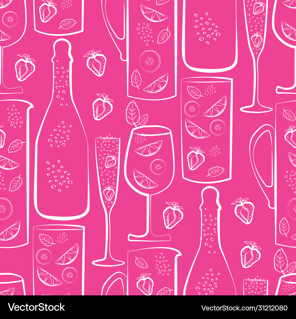 Sparkling wine seamless pattern background Vector Image