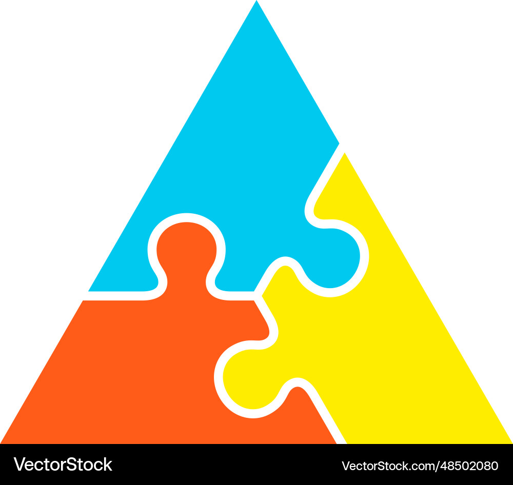 Triangular Puzzle Pieces - Colorful Icon Vector Image