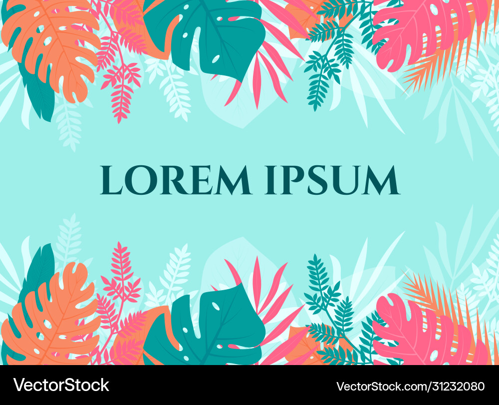 Tropic leaves background with frame for your text Tropic leaves background with frame for your text Vector Image