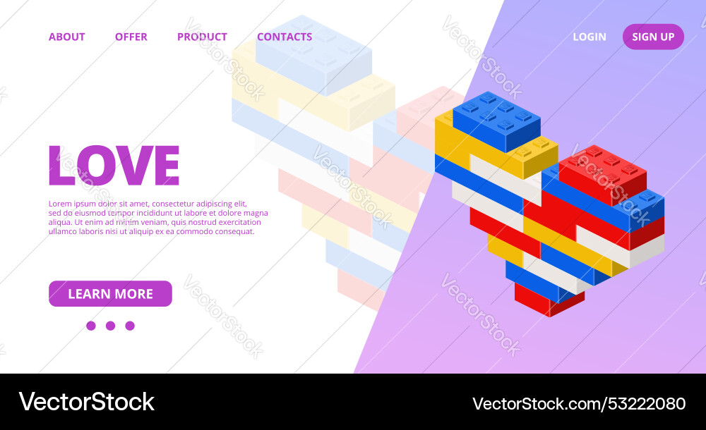 Web template with a color heart Vector Image