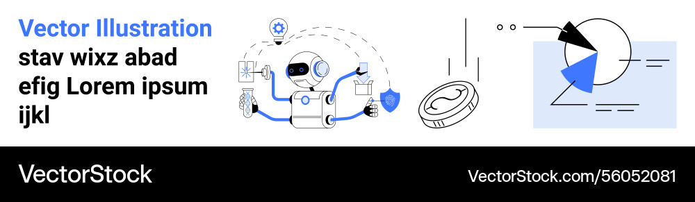 Ai robot interacting with technology icons Ai robot interacting with technology icons Vector Image