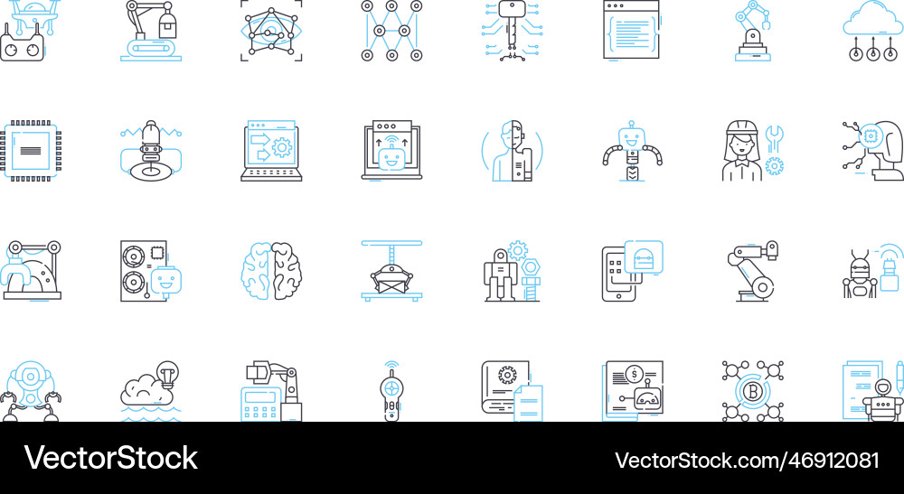 Artificial intelligence linear icons set Artificial intelligence linear icons set vector image