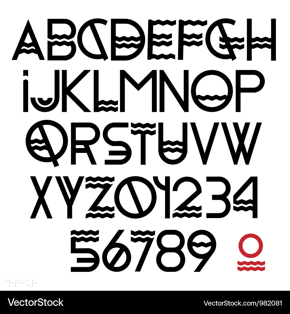 Black Font Number Set vector image