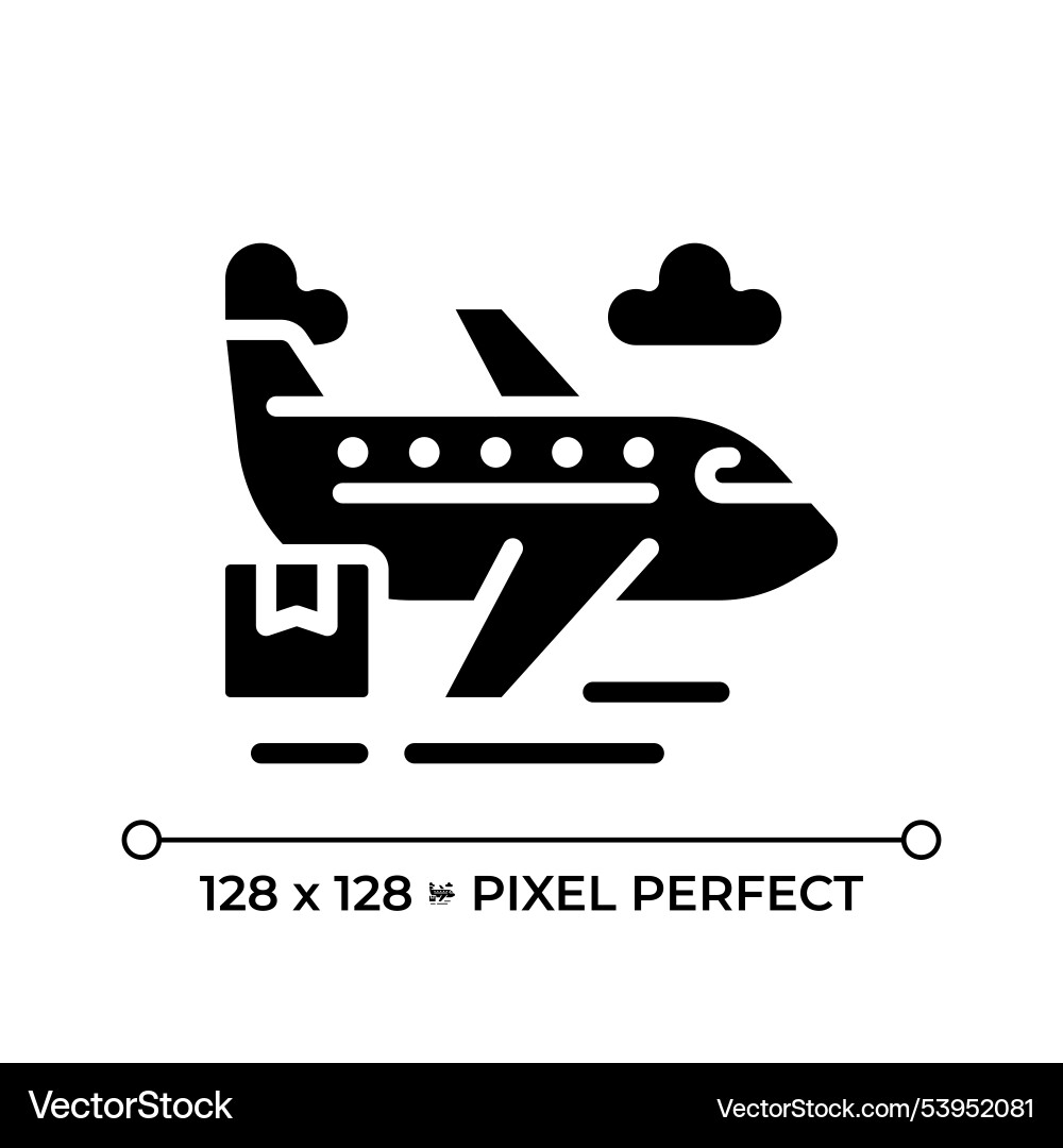 Cargo airplane black glyph icon Cargo airplane black glyph icon vector image