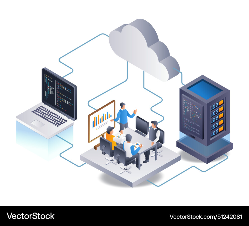 Cloud data server security center team Cloud data server security center team vector image