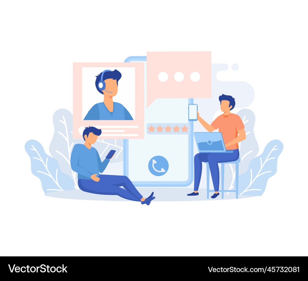 Customer support set characters using online Customer support set characters using online vector image
