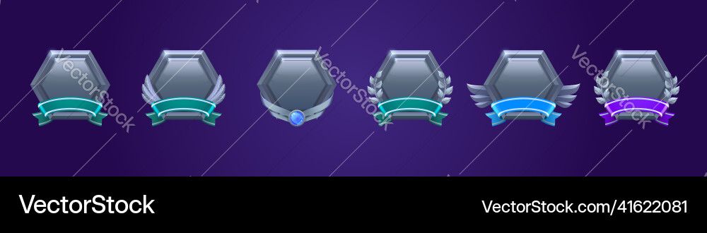 Game level metallic ui icons empty badges set Game level metallic ui icons empty badges set vector image