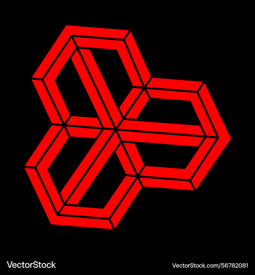 Impossible objects optical illusion 3d Vector Image