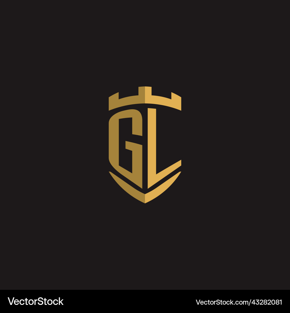 Initials gl logo monogram with shield style design vector image