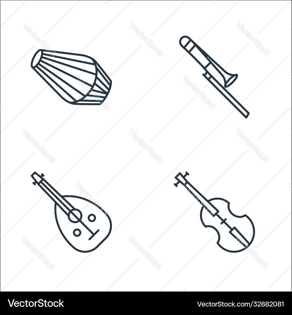 Music instruments line icons linear set quality vector image
