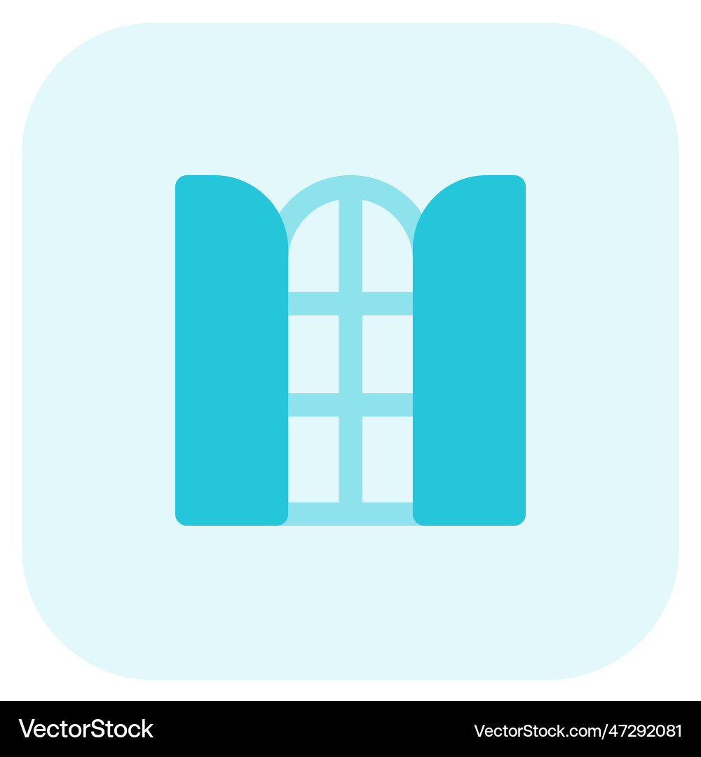 Opened arch window installed in the corridor Vector Image