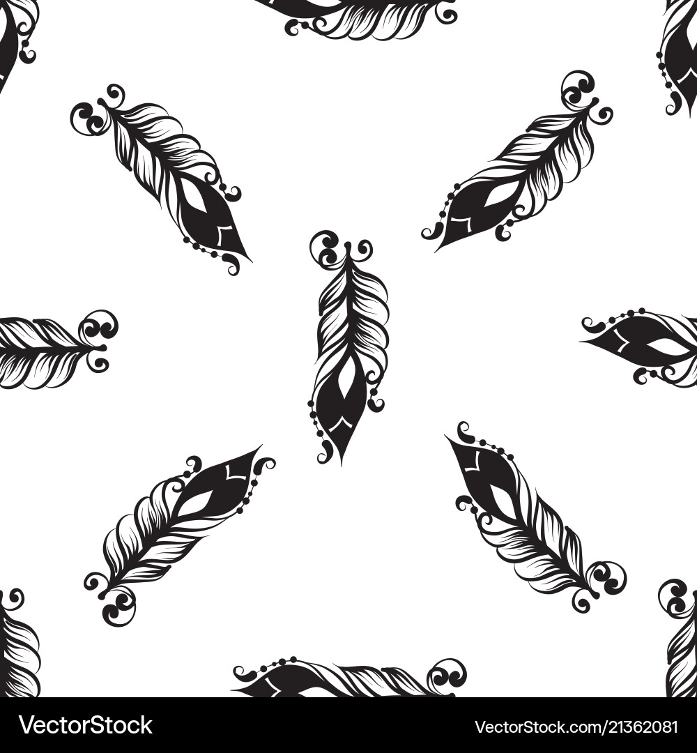 Seamless pattern with drawing of feathers Seamless pattern with drawing of feathers vector image