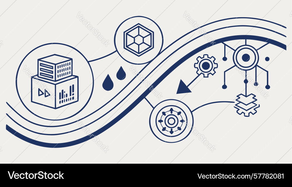 Server rack with abstract data flow dynamic it vector image