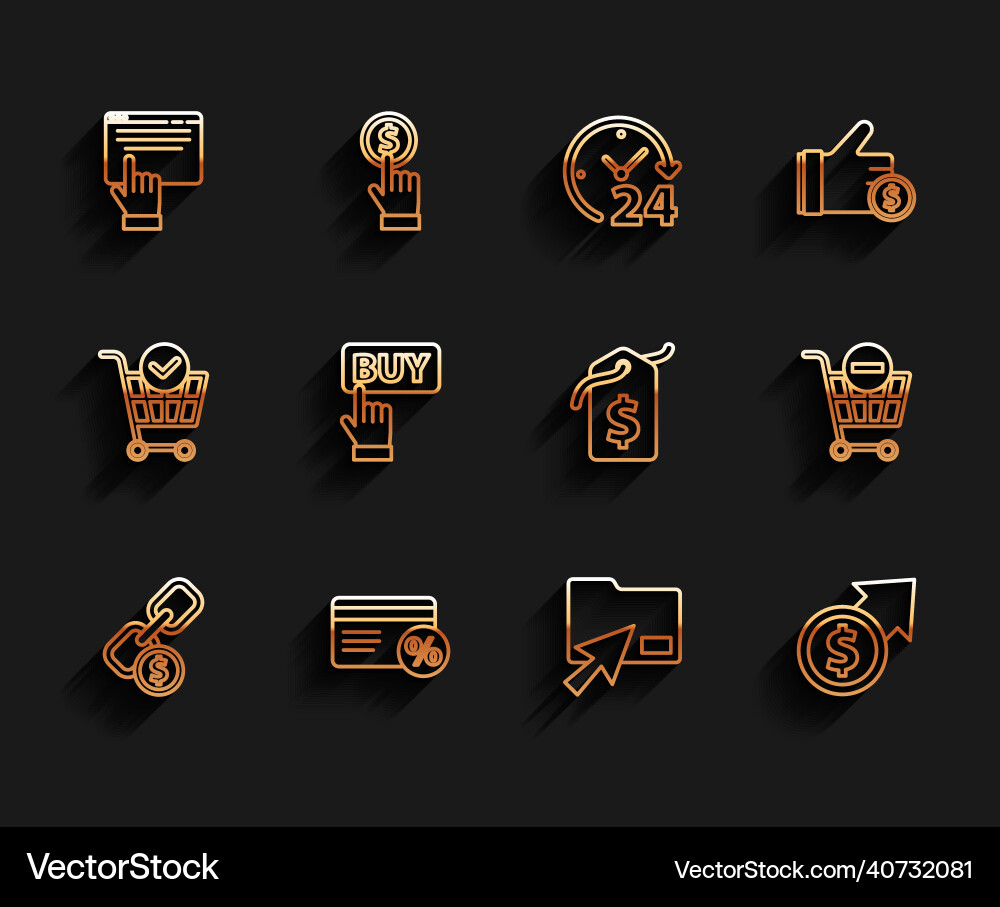 Set line chain link and coin discount card Set line chain link and coin discount card vector image