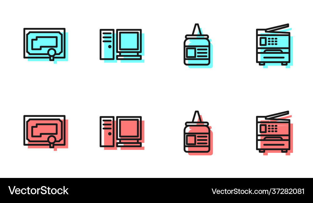 Set line glue certificate template computer Set line glue certificate template computer vector image