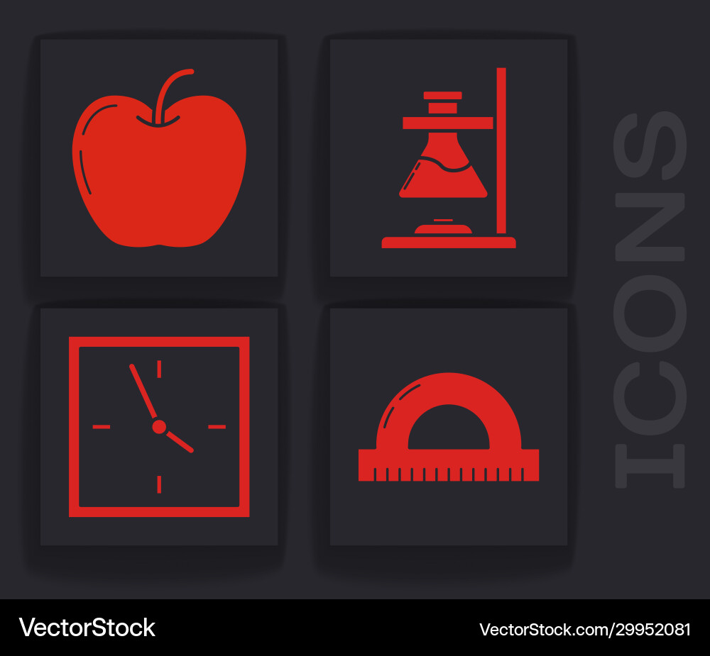 Set protractor grid for measuring degrees apple Vector Image