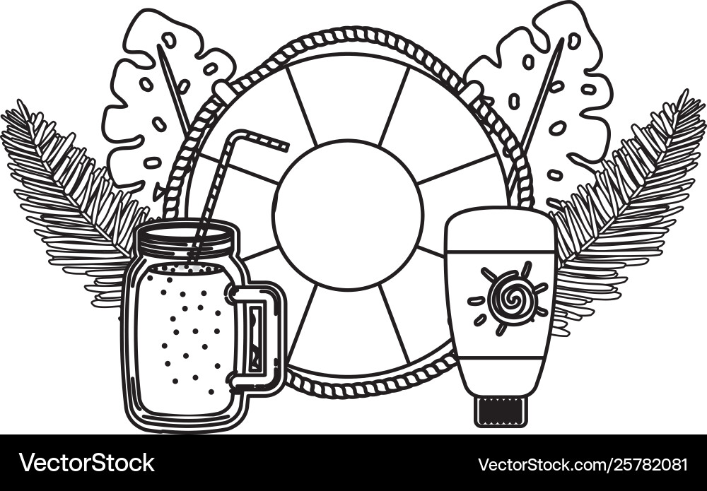 Solar blocker bottle with float and juice Solar blocker bottle with float and juice Vector Image