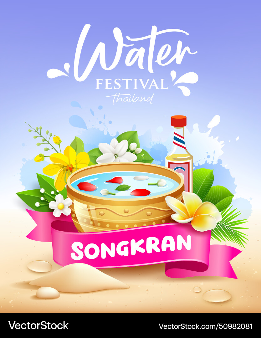Songkran water festival thailand summer holiday Songkran water festival thailand summer holiday vector image