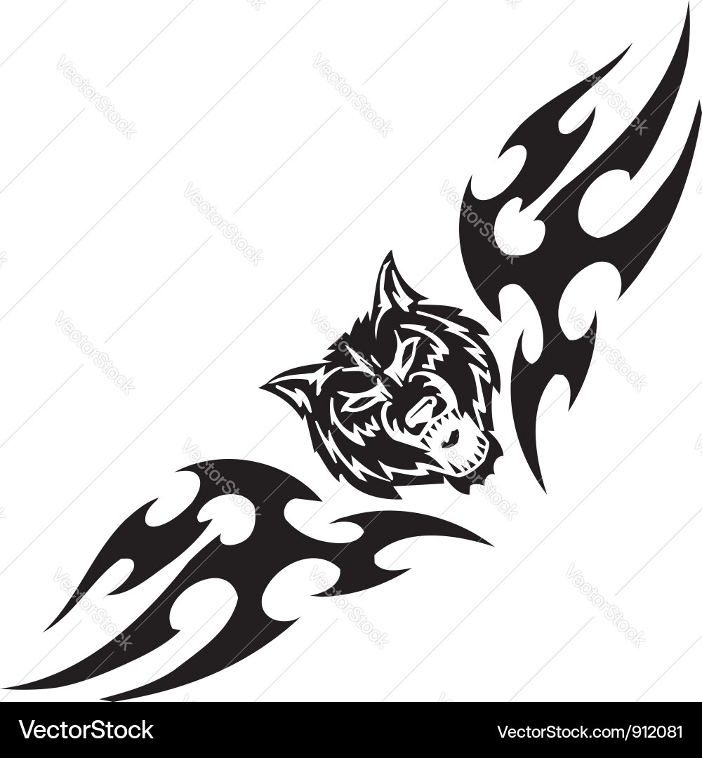 Symmetric Tribal Wolf vector image
