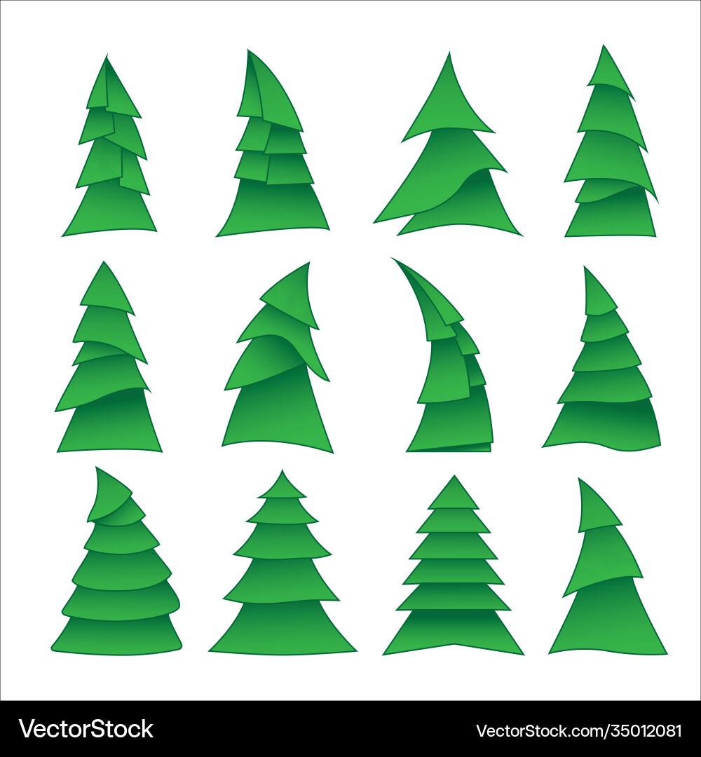 Trees collection design elements icons set vector image