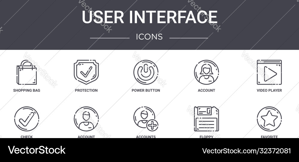 User interface concept line icons set contains User interface concept line icons set contains vector image