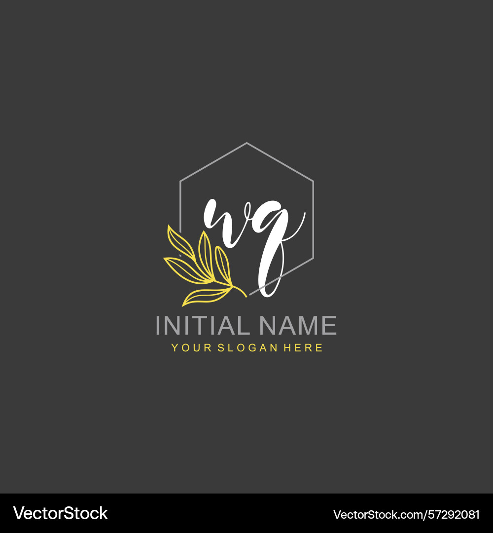 Wq initial logo templates with botanical elements Wq initial logo templates with botanical elements vector image