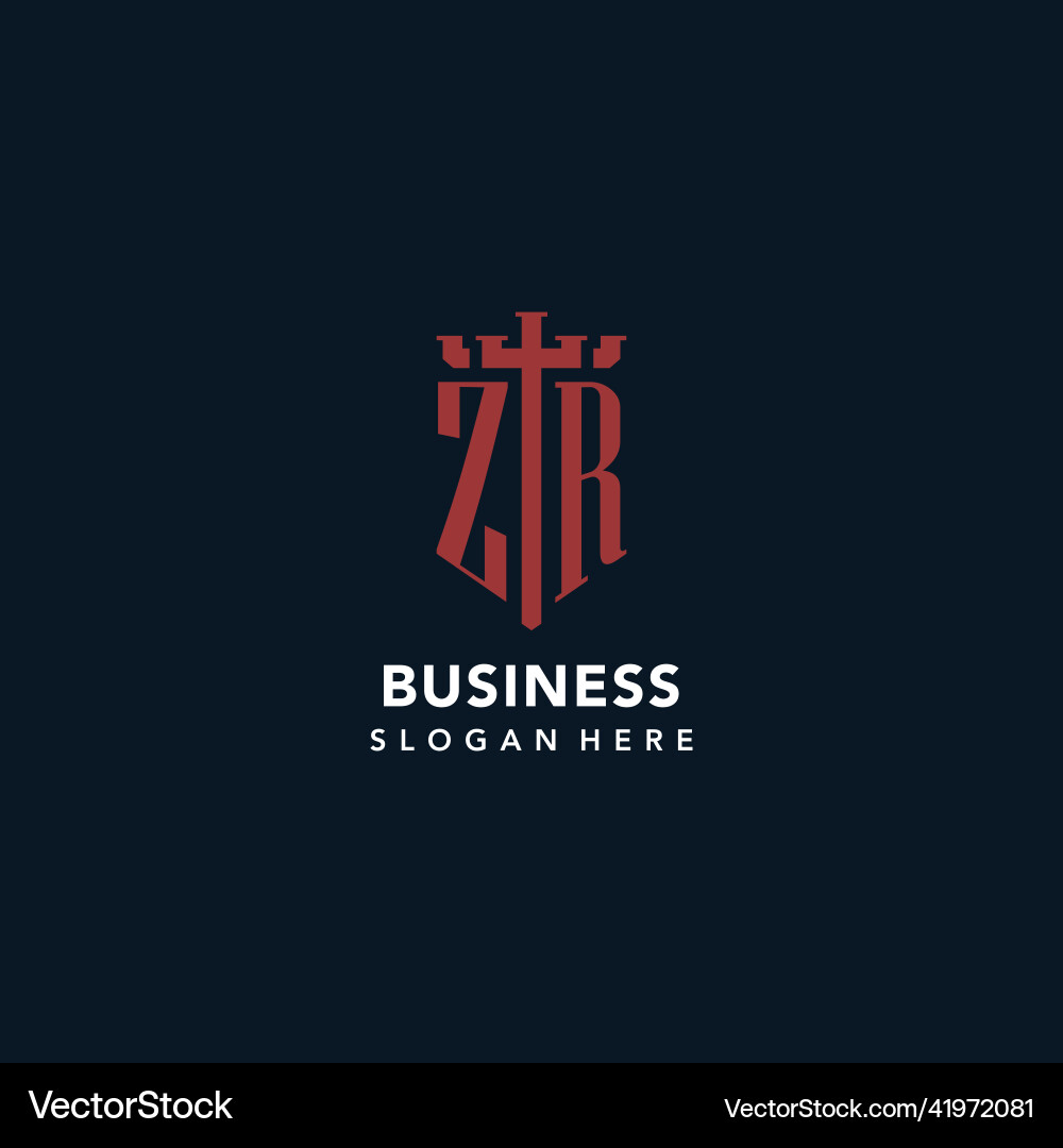 Zr initial monogram logos with sword and shield Zr initial monogram logos with sword and shield Vector Image