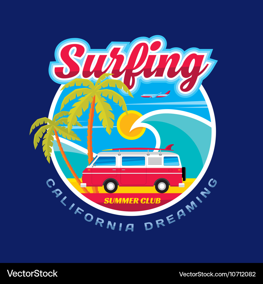 California Surf Dreams Vector Image
