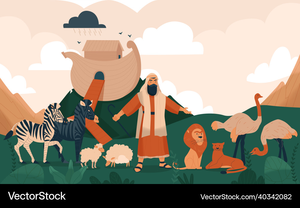 Christus Bibelgeschichte noah ark Komposition Christus Bibelgeschichte noah ark Komposition vektorbild