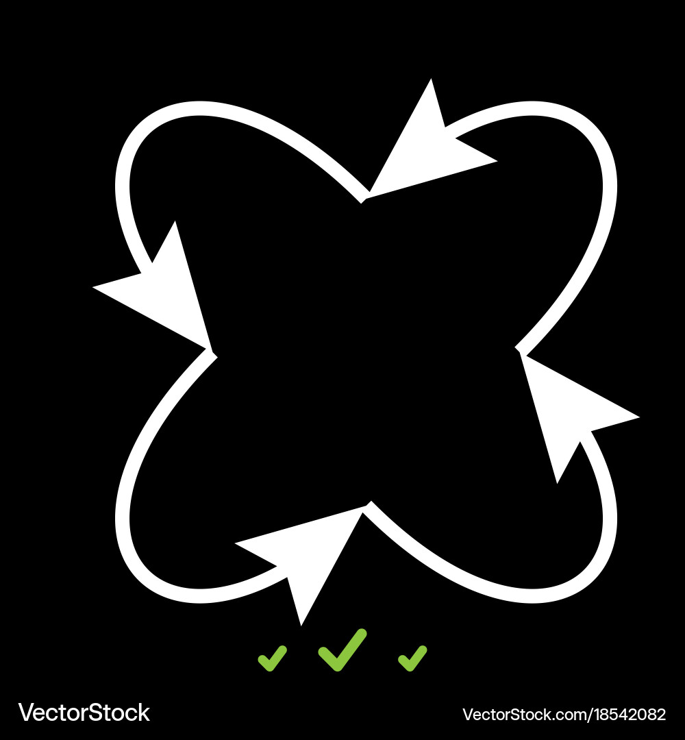 Four arrows in loop and from center icon vector image