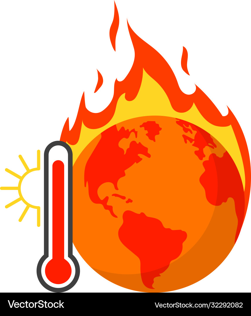 Global warming earth on fire concept Global warming earth on fire concept vector image