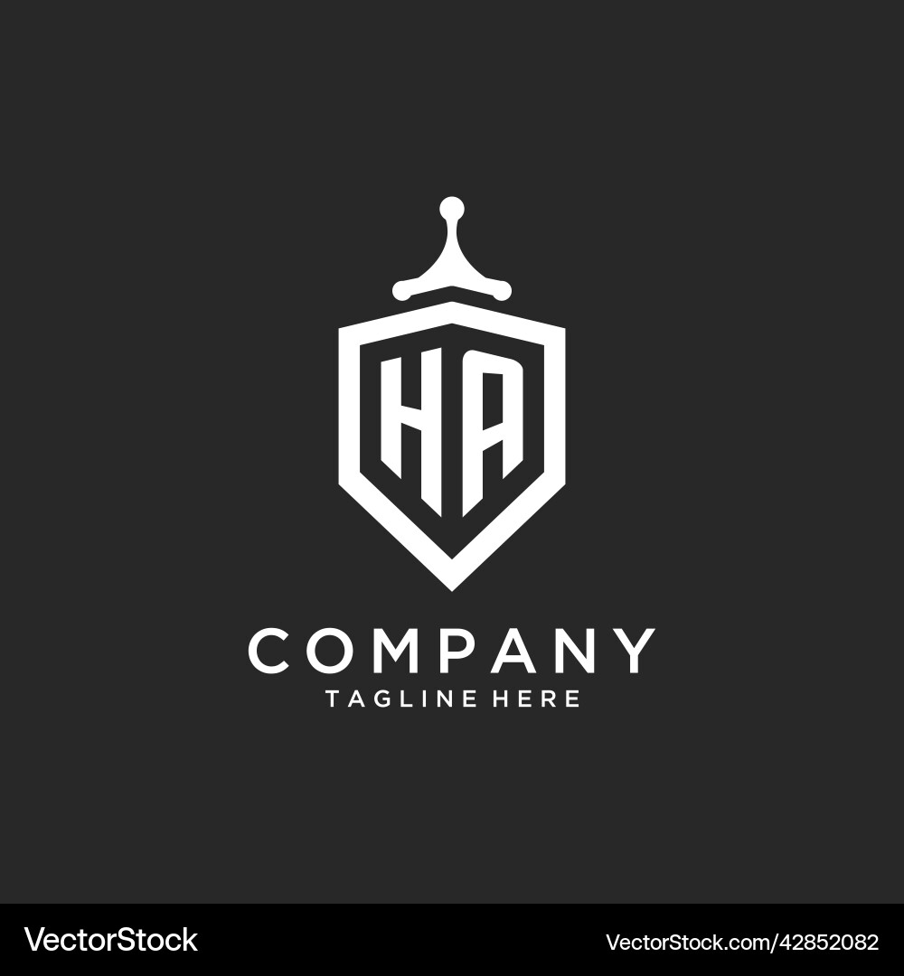Ha monogram logo initial with shield guard shape Vector Image
