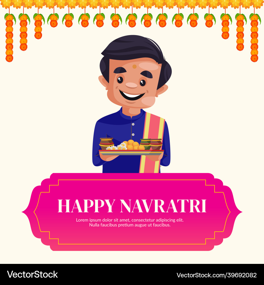 Happy navratri banner design vector image