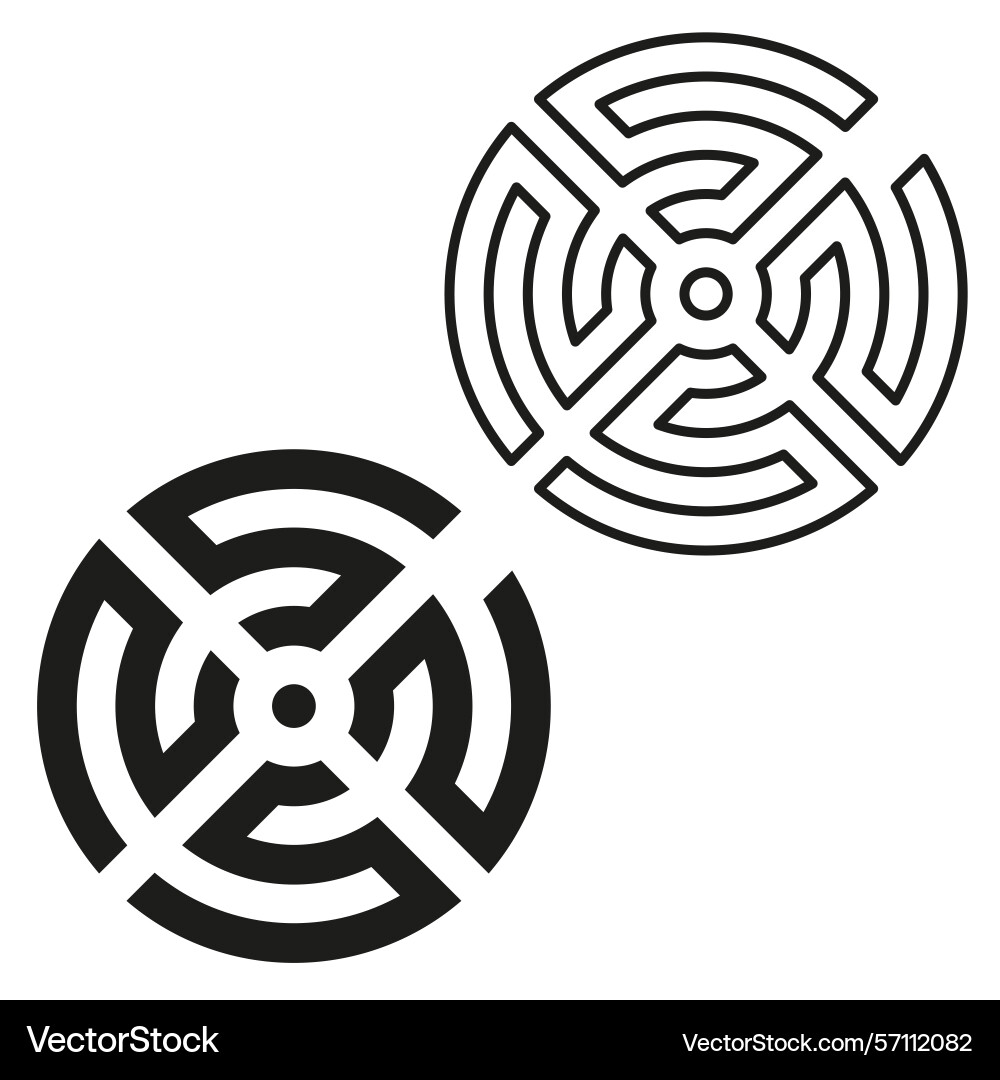 Labyrinth icon pair circular puzzle structure Vector Image