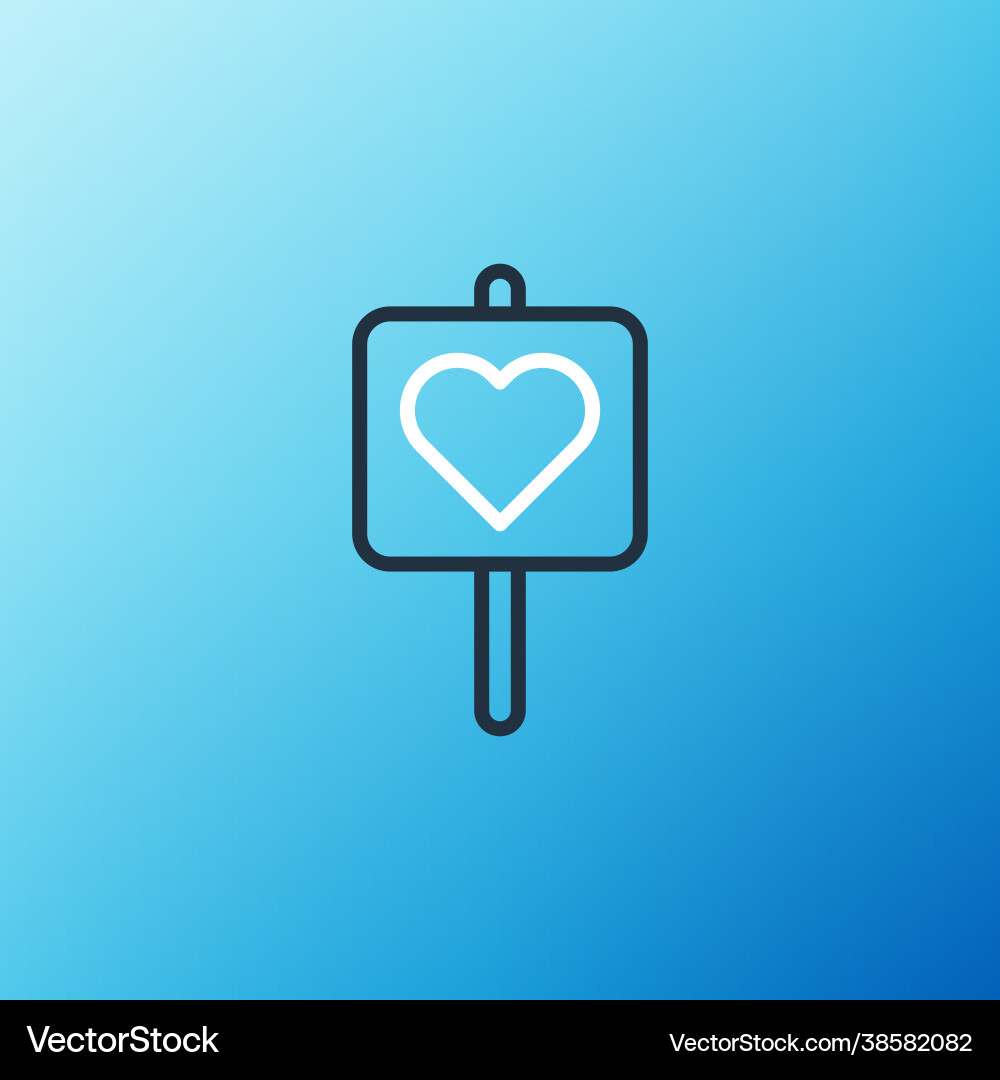Line map pointer with heart icon isolated on blue Line map pointer with heart icon isolated on blue vector image