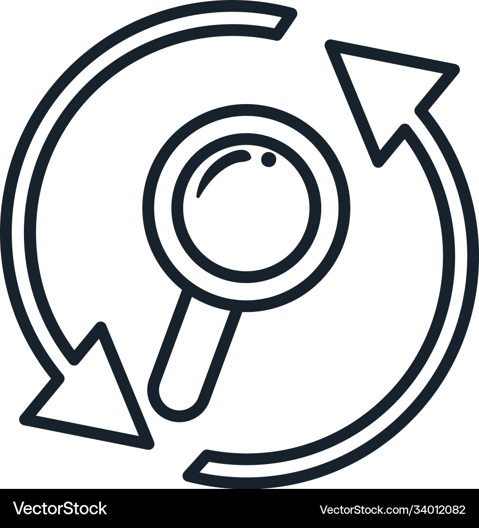 Lupe with repeat arrows line style icon Lupe with repeat arrows line style icon vector image