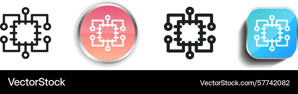 Prozessor-Symbol dünn linear regelmäßig und Taste Prozessor-Symbol dünn linear regelmäßig und Taste Vektorbild