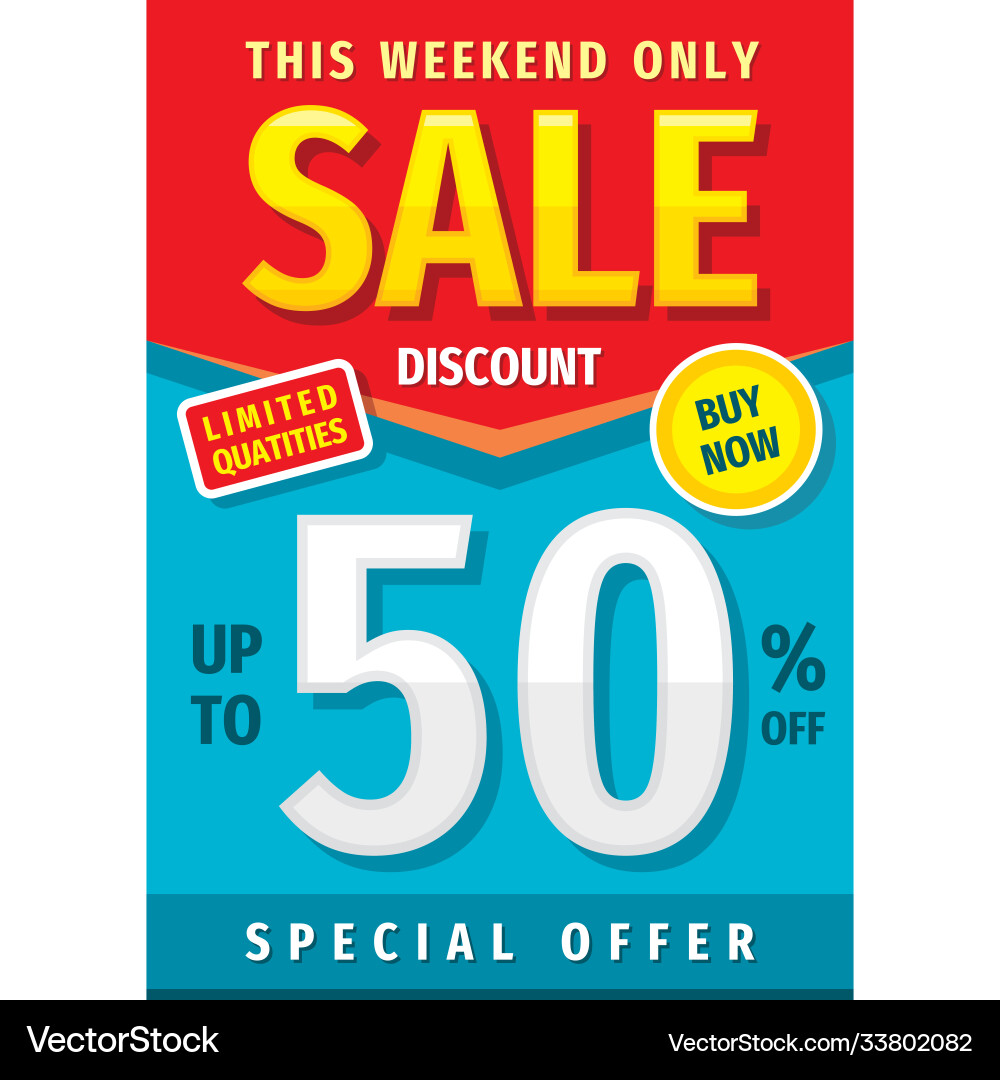 Sale vertical banner design discount up to 50 Sale vertical banner design discount up to 50 vector image