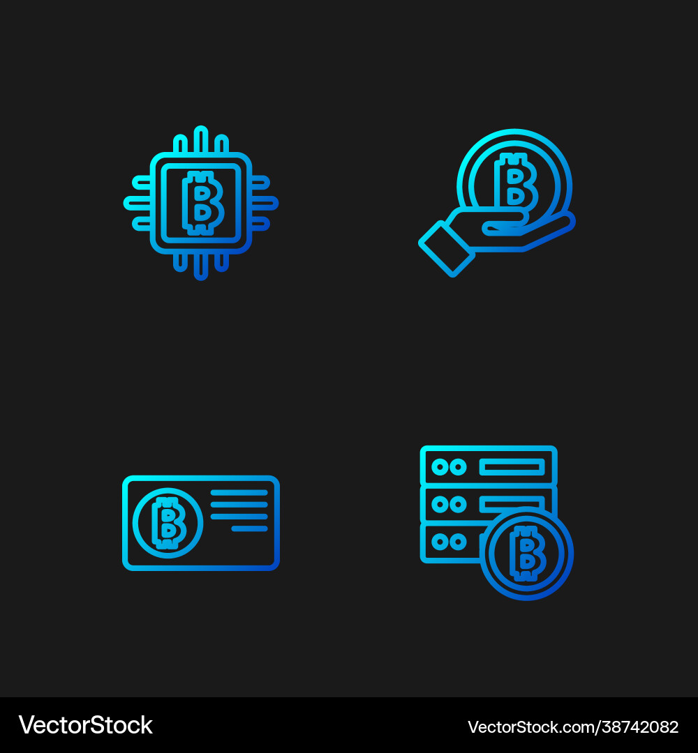 Set line server bitcoin credit card with cpu Set line server bitcoin credit card with cpu Vector Image
