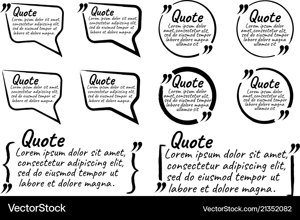 Set of quote blank with text icon and label Vector Image
