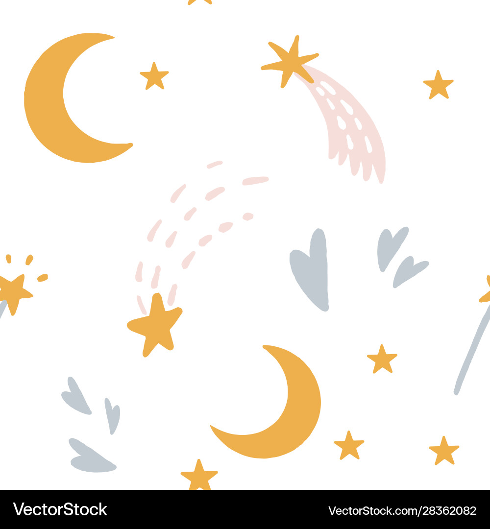 Stars & Moon Bedtime Pattern Vector Image