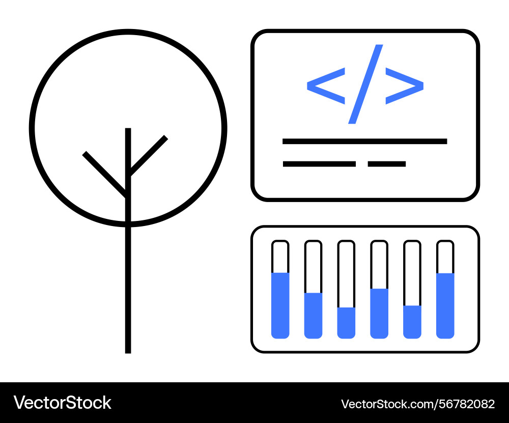 Technology and environment concept with tree code Technology and environment concept with tree code vector image
