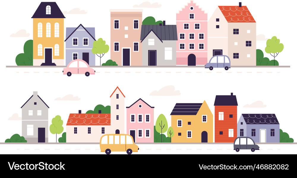 Urban street with house suburban neighborhood Urban street with house suburban neighborhood vector image
