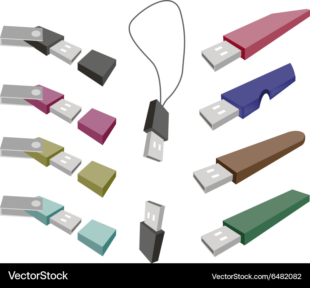 Usb flash memory on a white background Vector Image