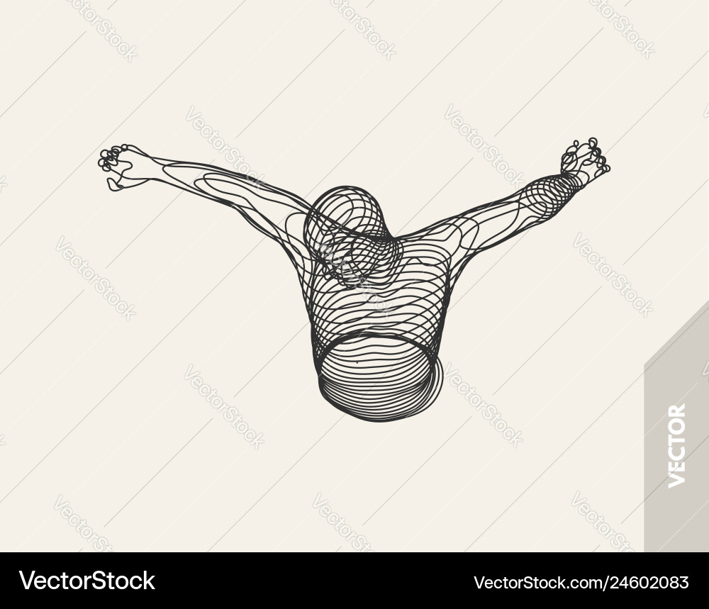 3d model of man wire connection to virtual 3d model of man wire connection to virtual Vector Image