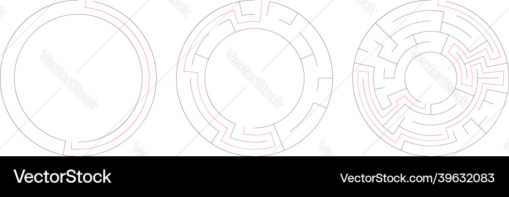 Circle circular maze labyrinth riddle game set Vector Image